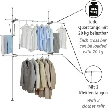 WENKO Telescopic System Hercules Flex, adjustable organization system, wardrobe system