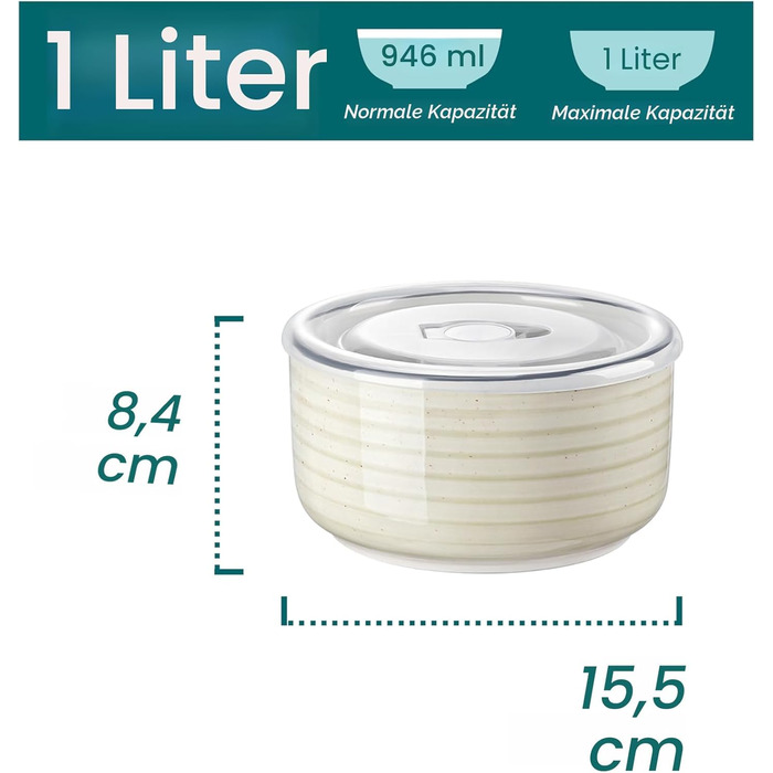 Набір керамічних супових та сервірувальних мисок Vancasso Bonbon з кришкою (4 шт.), бежевий