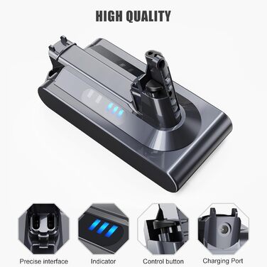 Запасний акумулятор 6000mAh для пилососів Dyson DC62, DC58, DC59, DC61, DC72, DC74, SV03, SV05, SV06, SV07, SV09 (2 фільтри + 1 щітка)