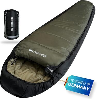 Сплячий мішок Northpole 205 RECHTS для туризму та кемпінгу -3°C до -21°C, 3-4 сезони, водонепроникна підкладка, YKK Zip, дорослий