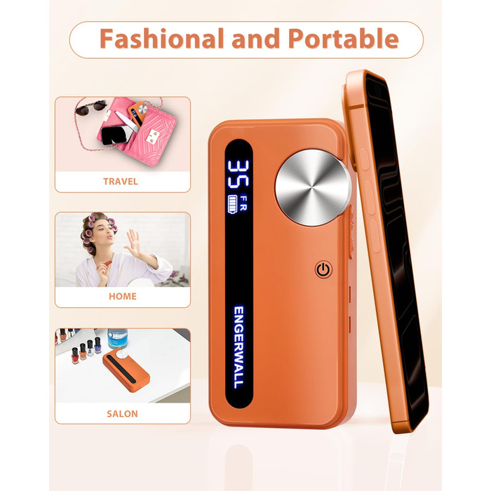 Професійний фрезер для нігтів ENGERWALL 35000 об/хв, акумуляторний, для гелю та акрилу, електричний, манікюрний набір з 7 насадками та 56 шліфувальними стрічками, темно-срібний