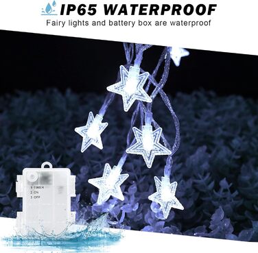 Світлодіодна гірлянда Cshare зірки, 6м, 40 LED, тепле світло, з таймером, IP65, для саду, дому, вечірки, святкування