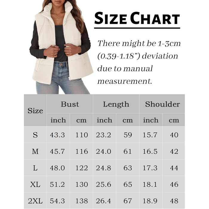 Жіноча тепла зимова жилетка FEOYA з коміром-стійкою, без рукавів, утеплена, біла (M)