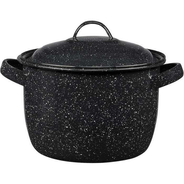 Суповий каструля Granite Ware з кришкою, емальована сталь, 4 л, чорна з крапками