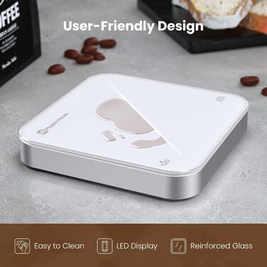 Maestri House Mini Espresso Scale with Timer - Rechargeable 2kg/0.1g Digital Kitchen Scale for Espresso & Pour Over Coffee - Portable & Accurate