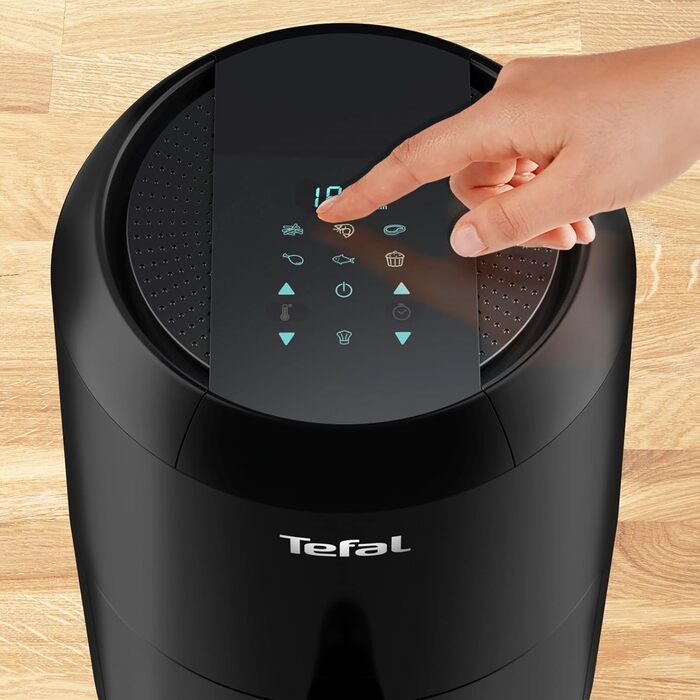 Аерофритюрниця Tefal EY3018 Easy Fry Compact, 1,6 л, 6 програм, цифровий дисплей, для 1-2 осіб, енергозберігаюча, без олії, чорна
