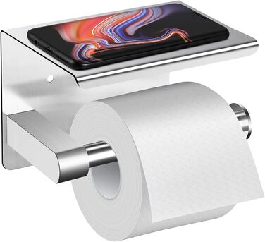 Тримач туалетного паперу ASOFTY без свердління з полицею, нержавіюча сталь, для ванної кімнати та кухні