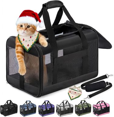 Транспортна переноска для котів та цуценят Conlun, чорна, складана, до 7 кг