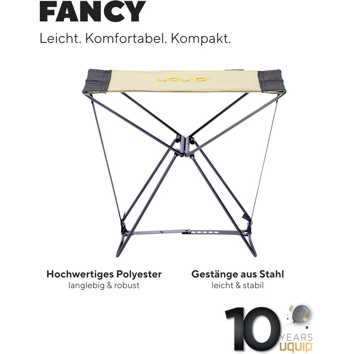 Складний туристичний стільчик Uquip Falthocker Fancy Petrol: міцний, компактний, для кемпінгу, відпочинку та подорожей (пісок)