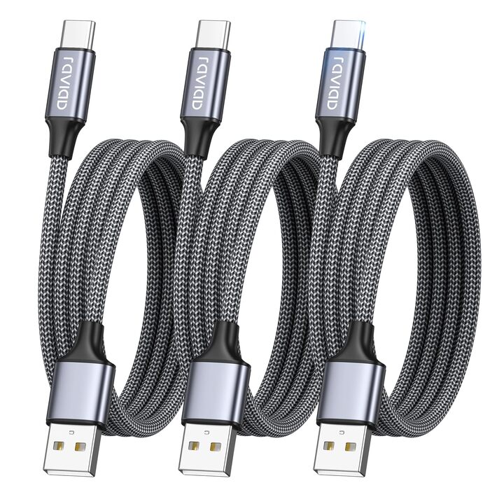 Кабель USB-C RAVIAD [4 шт. 0.5м, 1м, 2м, 3м] 3.1A, нейлон, для iPhone 15, Samsung Galaxy, Huawei P60