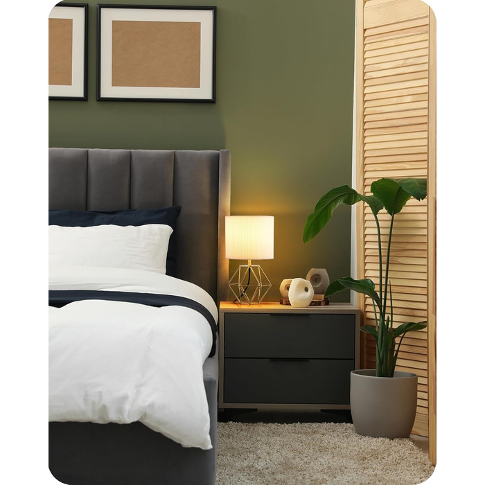 EDISHINE Настільна лампа, сучасний індустріальний дизайн, цоколь E14, вінтаж, для спальні, вітальні, білий & золотий колір (кремово-білий жалюзі + золото)