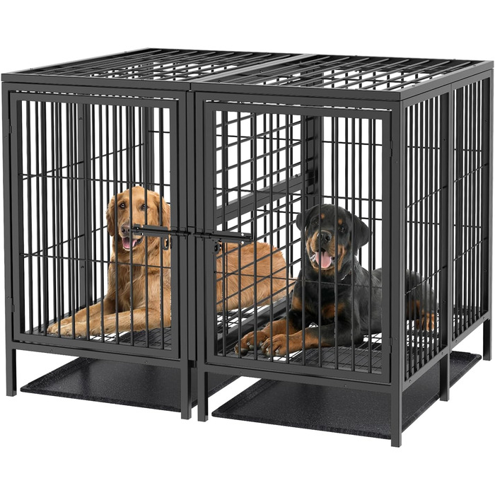 Кіяж для собак BingoPaw XXXL: міцна переносна клітка-вольєр для великих собак, 130x100x100 см, з подвійним доступом та піддоном