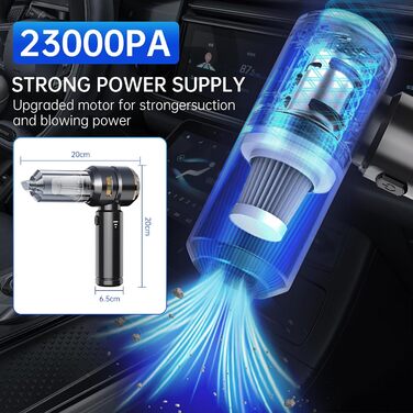 Бездротовий міні-пилосос Semflagree 23000Pa: для дому, авто, офісу. Потужне збирання пилу, USB-зарядка