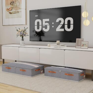 Підліжкові комоди Yawinhe (2 шт.) з прозорим кришкою, сірі, 80x40x15 см - органайзери для зберігання під ліжком