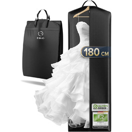 Чохол для одягу FiRiO® Premium, 180 см, чорний - для весільних та довгих суконь, пальто, зберігання та подорожей