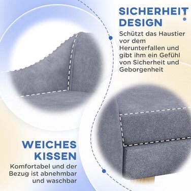 Диван для собак та котів PawHut з підлокітником, сірий, 102 x 58,5 x 42,5 см. З м'якими подушками, для середніх та великих собак