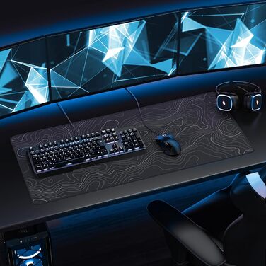 Килимок для миші TITANWOLF XXL 900x400mm - великий, покращена точність та швидкість, топографія