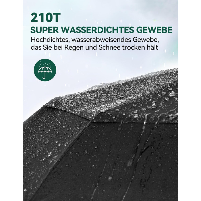 TECKNET Автоматичний парасолька, штормостійкий, легкий у використанні, чорний та червоний