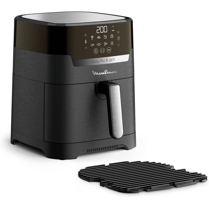 Moulinex Easy Fry & Grill Digital 2-in-1 Oil-Free Fryer XL + Grill, 4.2 l Capacity, Up to 6 People, 8 Programs, Adjustable Temperature, Timer, Air Fryer EZ505810, Black