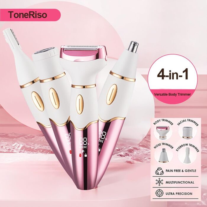 Електричний жіночий набір для гоління 4-в-1: гоління тіла, бікіні, ніг та обличчя, USB-зарядка