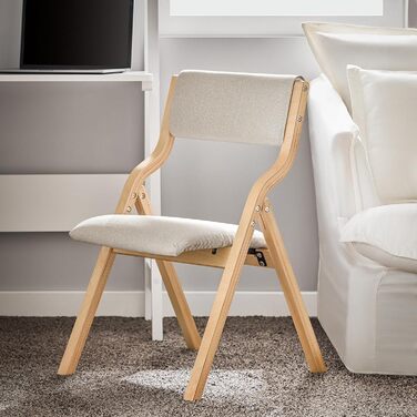 SoBuy FST40-W Folding Chair Kitchen Chair with Padded Seat and Backrest white (Grey)