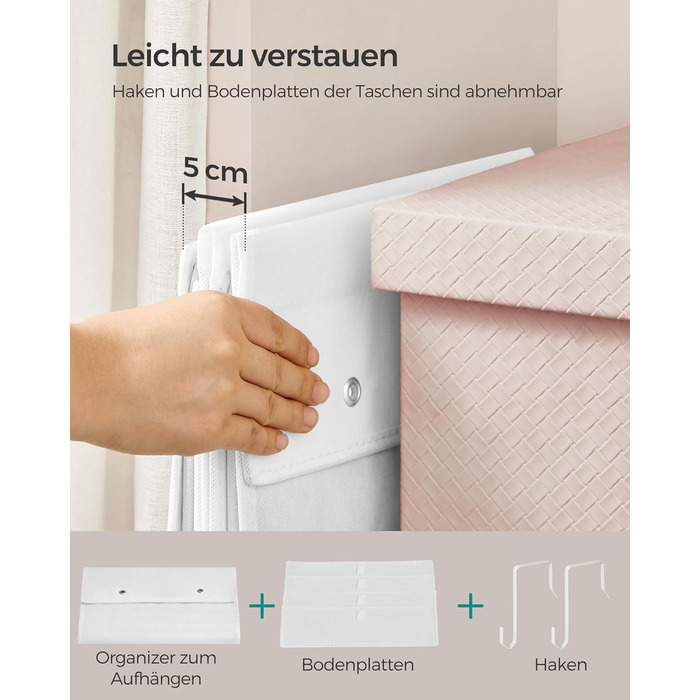 Органайзер для шафи SONGMICS з 4 кишенями, підвісна полиця, органайзер для шафи, підвісне зберігання, органайзер для дверей, спальня, вітальня, 2 x 33,5 x 00 см, RDH04G (1, Хмарний білий)