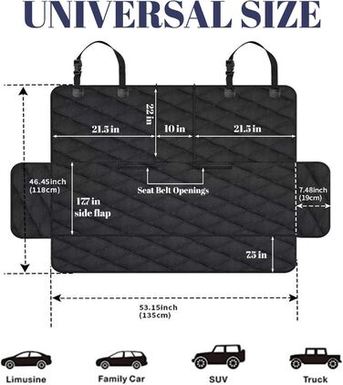 Накладка на сидіння автомобіля для собак, 135x120 см, водовідштовхувальна, стійка до подряпин, універсальна, для вантажівок, легкових автомобілів, позашляховиків, Jeep