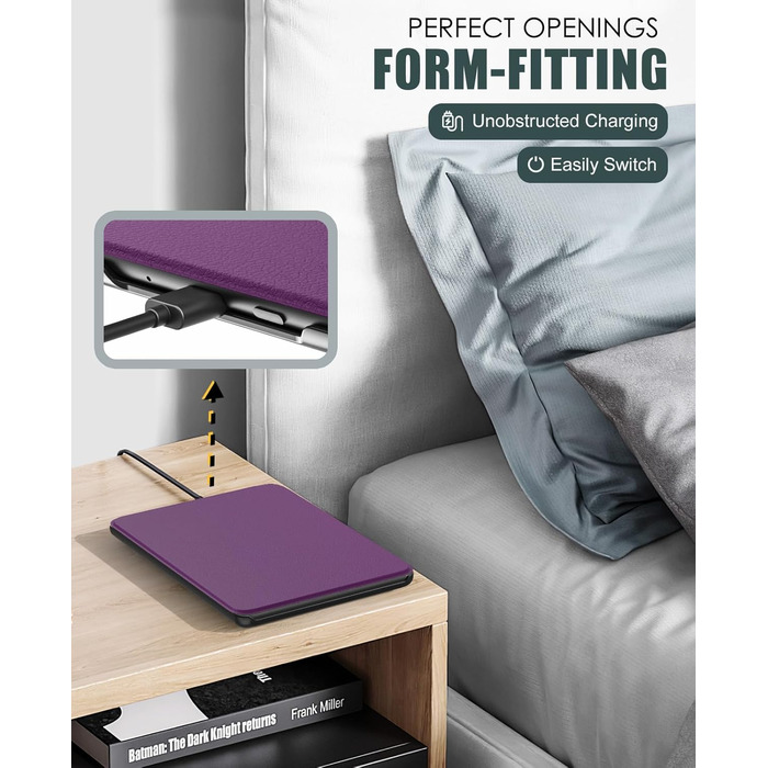 Чохол для Kindle Paperwhite (12-го покоління, 2024) та Kindle Colorsoft Signature Edition (2024) MoKo, Автоматичне вмикання/вимикання, Деним, Зелений (Ляйчі-Тіфпурпур)