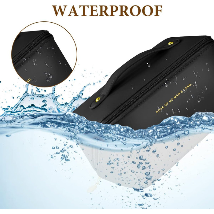 Чорна косметичка для подорожей з PU шкіри, велика місткість, водонепроникна | Органайзер для туалетних аксесуарів