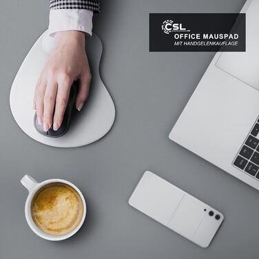 Кисетковий Mousepad CSL з гелевою підкладкою для зап'ястя - чорний/білий, ергономічний, водонепроникний, для геймінгу