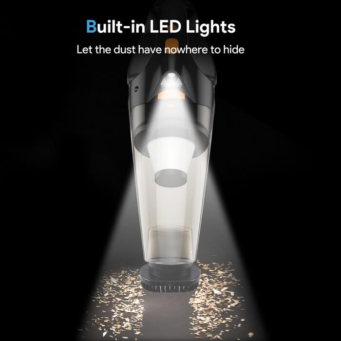 Портативний бездротовий пилосос Kitsky - 12500 Па, LED, HEPA-фільтр, для авто, дому та офісу, оранжевий