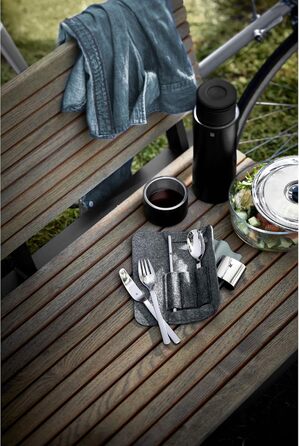 WMF my2Go Stainless Steel Cutlery Set, 8-Piece, Outdoor Travel Cutlery Set for 1 Person, Camping Cutlery with Case, Hiking Cutlery Environmentally Friendly, Straw, Cleaning Brush, Camping Accessories Gift