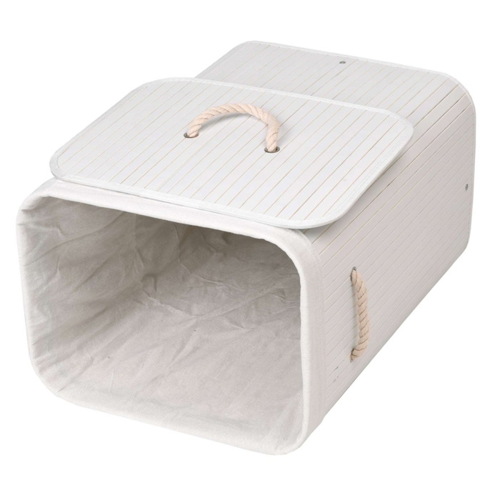 Кошик для білизни та одягу з кришкою, 80 л, 1 секція, білий