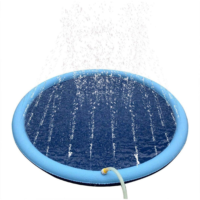 Dog pool for dogs, splash pool for pets, 100cm foldable sprinkler and splash play mat, dog splash pool, summer toy, spray cushion garden outdoor portable sprinkler.