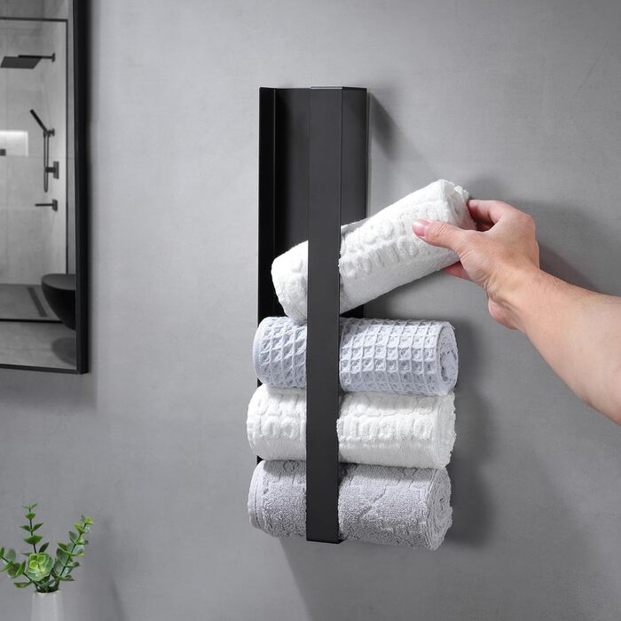 Тримач для рушників ZUNTO без свердління, для гостей, стійкий, нержавіюча сталь, 40 см, чорний