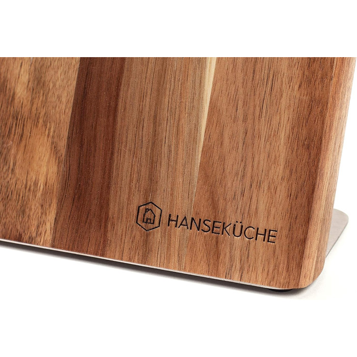 Hansekitchen Knife Holder Magnetic – Magnetic Knife Block Made of Acacia Wood, High-Quality Knife Board with Magnet, Magnetic Knife Holder without Knives - with Magnetic Strip (Brown)