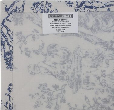 COTTON CRAFT Fabric Napkins, 12 Pieces, 100% Cotton, Reusable, French Toile Dinner, Everyday Use, Spring, Summer, Autumn, Christmas, Vacation, Party, Gift, Soft, Absorbent, 45.7 x