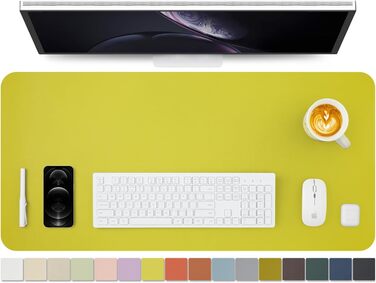 Підкладка під стіл Leder - антиковзаюча PU підкладка та килимок для миші для офісу та дому - органайзер та аксесуари для столу (Лимонний колір, 90см x 43см)