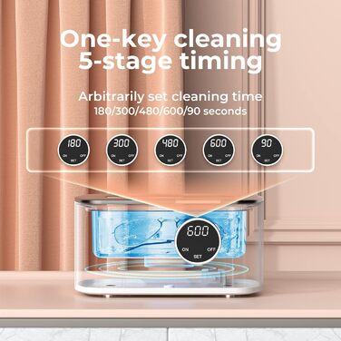 Ультразвукова мийка 600 мл - Ультразвуковий очисник для ювелірних виробів, годинників та окулярів з 5 режимами та цифровим дисплеєм