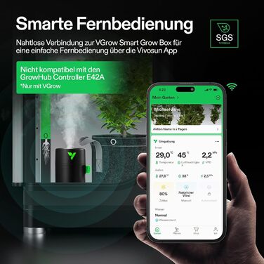 VIVOSUN AeroStream U075: USB-увлажнитель повітря, 750 мл, 2 режими туману, автовимкнення, смарт-пульт VGrow, для гроубоксів