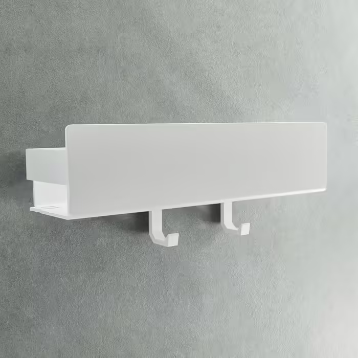 Designfabrik Hamburg Suction Cup Shower Shelf | Bathroom Organizer | Shower Shelf No Drilling | Bathroom Shelf | Hanging Shelf | Wall Shelf | Self-Adhesive Shower Basket | Shower Shelf White 30 cm