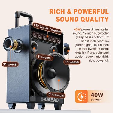 Bluetooth-караоке-система A115 з 2 мікрофонами, 11 динаміками, акумулятором 8800 mAh, світловим ефектом, FM/AUX/USB/TF, регулюванням басів та високих частот