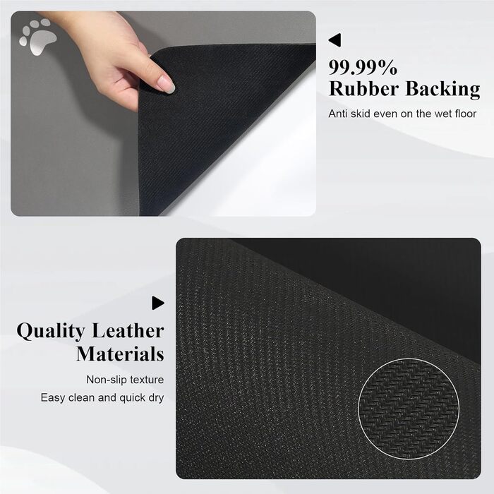 Підкладка під миску для собак та котів, сіра, 43x80 см - швидковисихаюча, неслизька