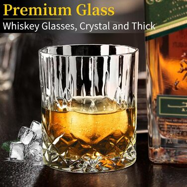 Набір склянок для віскі (6 шт.), 300 мл, кришталь, для віскі, бурбону, бренді, рому, коктейлів, дім, бар, вечірка