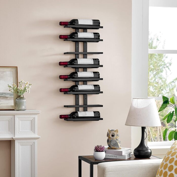 Настінна вітрина для вина FAVOOOSTY з 8 полицями, металева, чорна. Підійде для вітальні, спальні, винного підвалу. 1 комплект