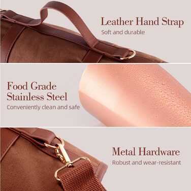 Travel Bartender Kit with Bag, 17-Piece Copper Bar Tool Set Cocktail Shaker Set, Portable Waxed Canvas Bag with Shoulder Strap for Bartenders, Parties, Camping Trips