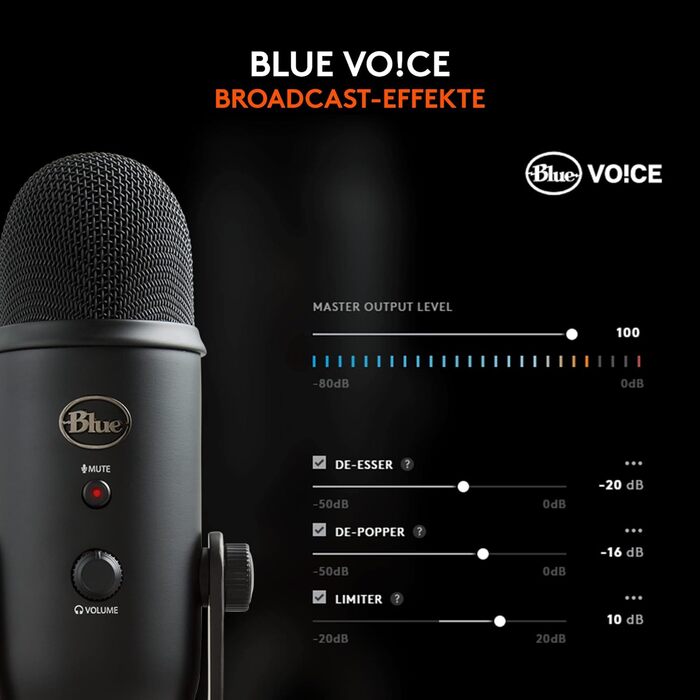 Мікрофон Blue Yeti USB - професійний для запису, стрімінгу, подкастингу, геймінгу та вокалу. Підтримка Plug & Play для PC та Mac. Чорний колір