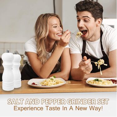 Набір з 2 шт. дерев'яних мельниць для солі, перцю та чилі - ручні, з регулюванням помелу. Ідеально для солі, перцю та чилі.