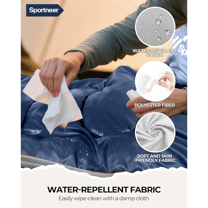 Сплячий мішок Outdoor Sportneer для дорослих та дітей - легкий, портативний, для кемпінгу, походів, рюкзаків, 220x80см, темно-синій + світло-синій