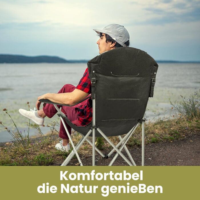 Крісло для кемпінгу Homecall складне, 150 кг, з підлокітниками, підстаканником, знімним подушкою та сумкою - рибальське крісло для відпочинку на природі